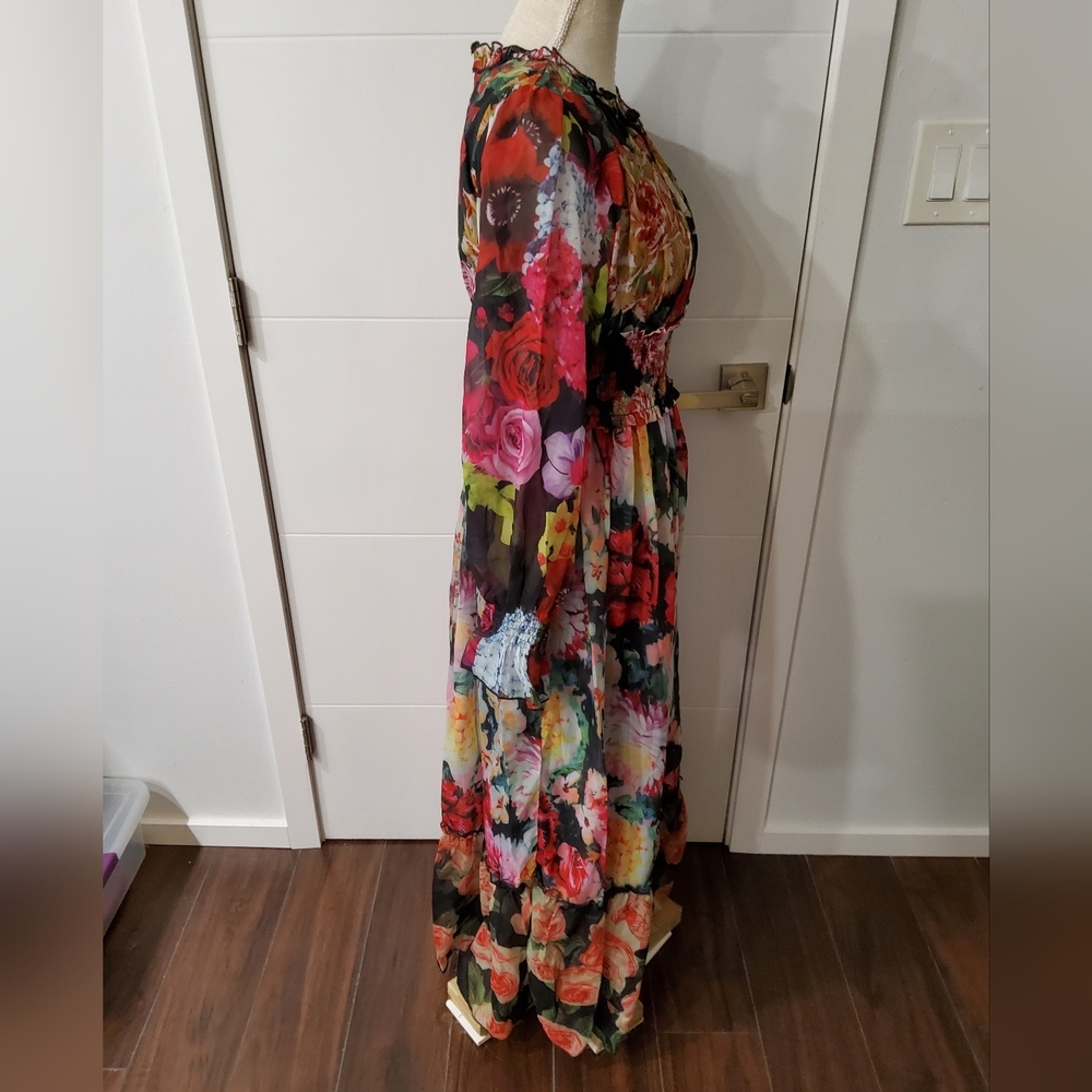 Dalia MacPhee Floral Print Chiffon Dress Size S - Picture 8 of 14
